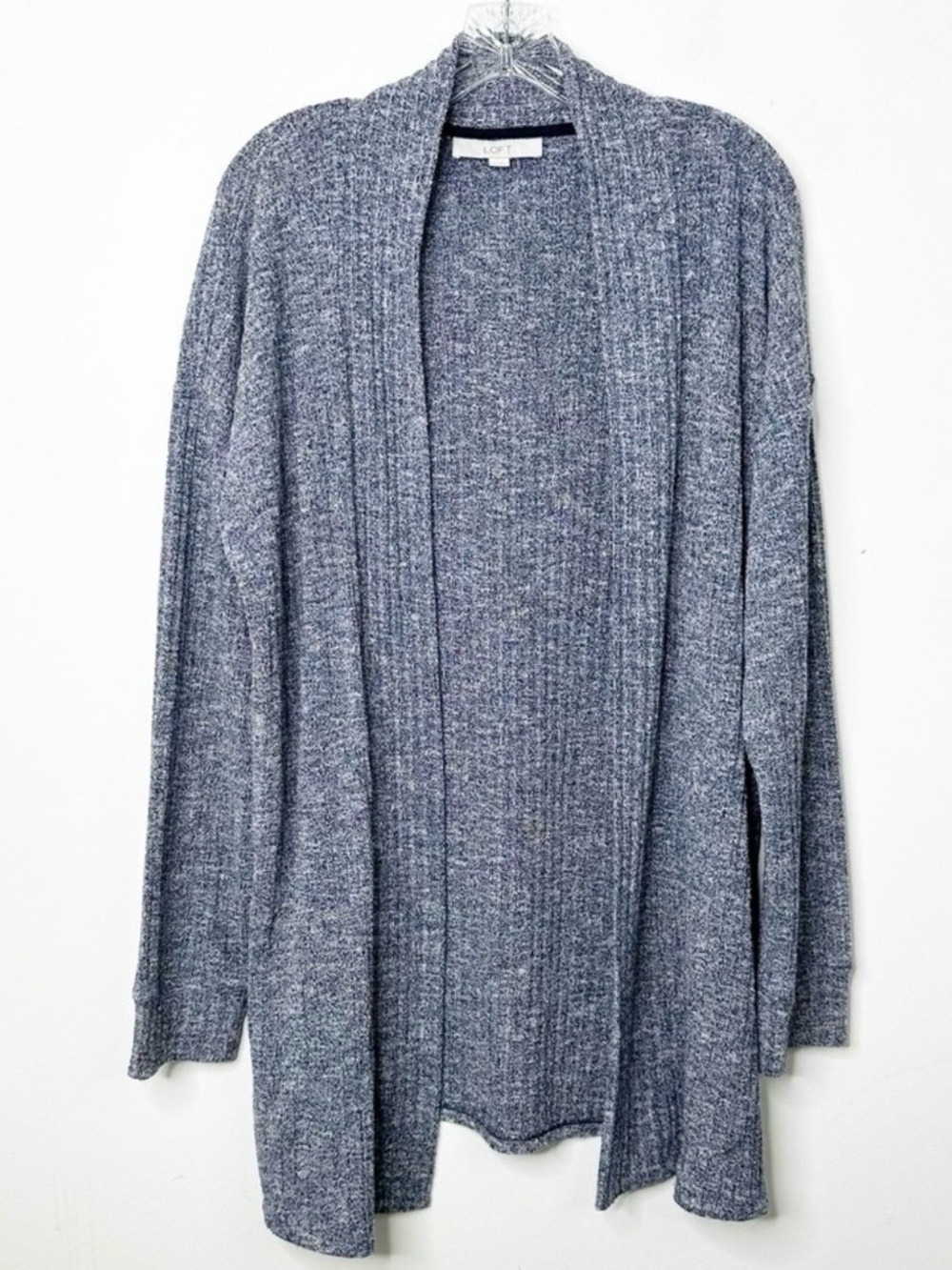 LOFT Pretty Marled Open Front Long Side Slits Cardigan Sweater Sz. XL - Picture 2 of 3